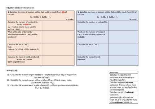 Reacting masses structure strips