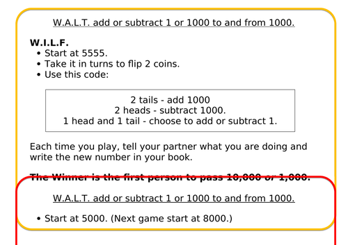 Add or subtract 1 or 1000 to 1000 | Teaching Resources