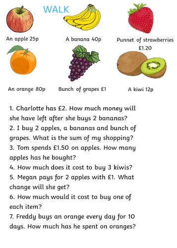 Multiples of money worksheet