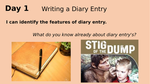 STIG OF THE DUMP - DIARY ENTRY - KS2 ENGLISH - Y3 Y4 - Week of slides/lessons - Stone age topic