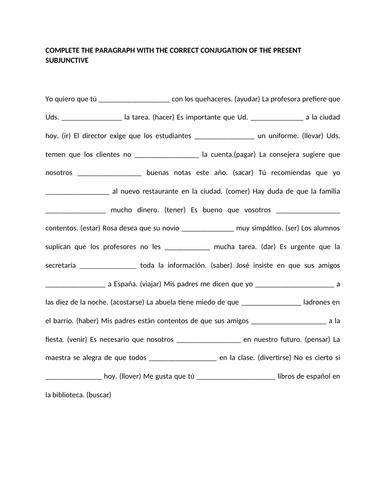 Present subjunctive paragraph