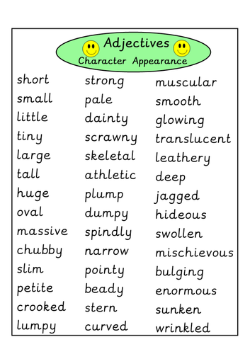 Adjectives - Character appearance