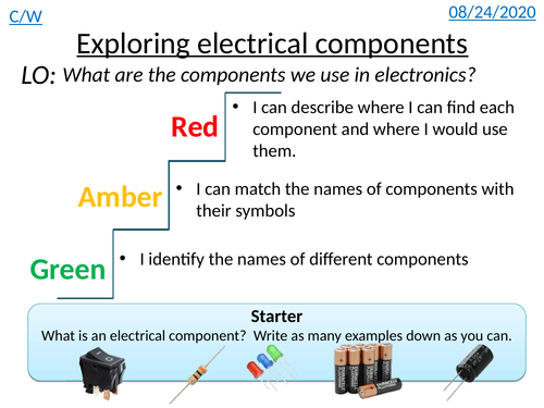 Exploring Electrical Components (Lesson 1 of WJEC Electronics Course)