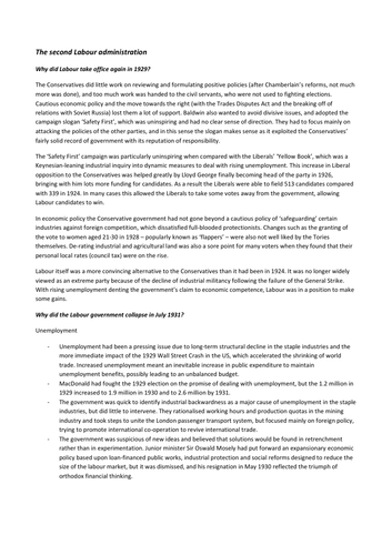 Revision - the 2nd Labour administration