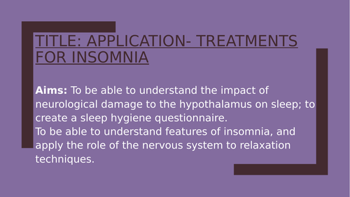 Psychology GCSE OCR- Sleep & Dreaming Application: Insomnia