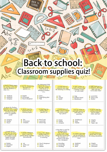 Back to school: Classroom supplies quiz!