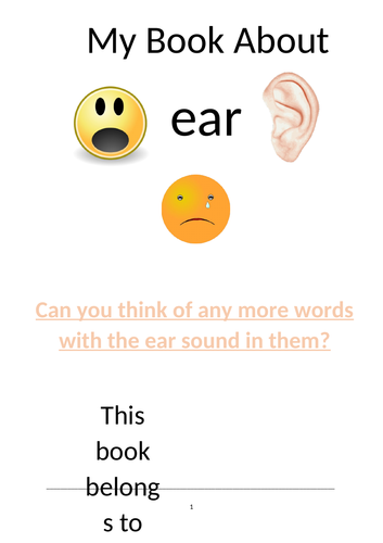 Phonics resource to teach children the sound ‘ear’ in Phase 3