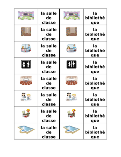 École (School Places in French) Dominoes