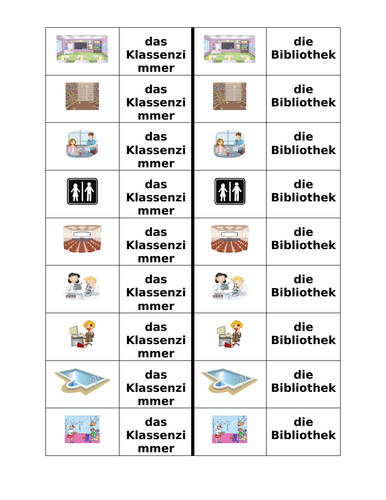 Schule (School Places in German) Dominoes