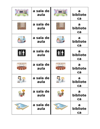 Escola (School Places in Portuguese) Dominoes