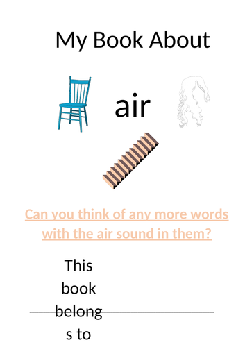 Phonics resource to teach children the sound ‘air’ in Phase 3