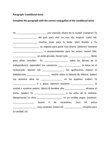 Conditional tense paragraph
