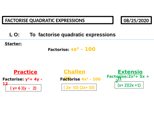 Factorise Quadratic Expression