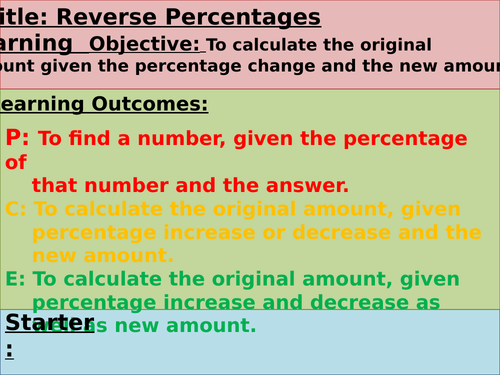 Reverse Percentages