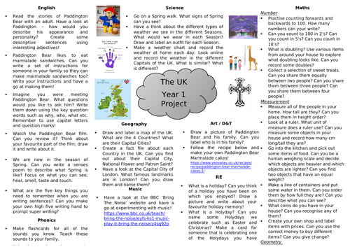 Year 1 Home Learning Project - The UK