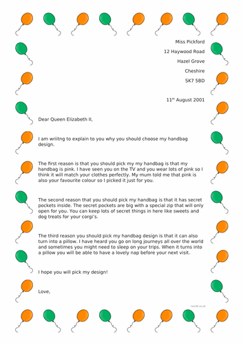 Persuasive Letters - Year 1 - Resources