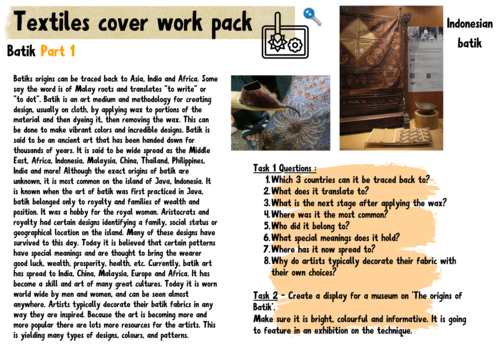Textiles cover work - Batik