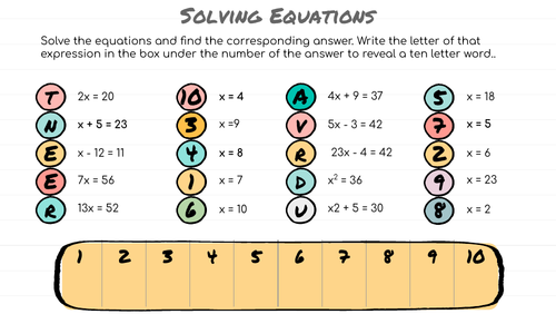 Codebreaker: Solving Equations