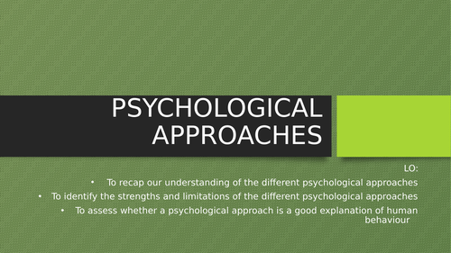 Health & social care: Psychological approaches
