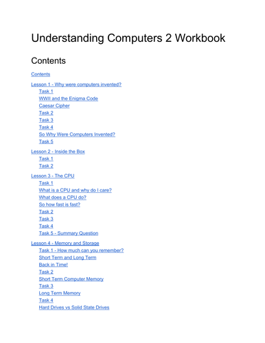 Understanding Computers Unplugged Workbook (Y8/9) + Knowledge Organiser