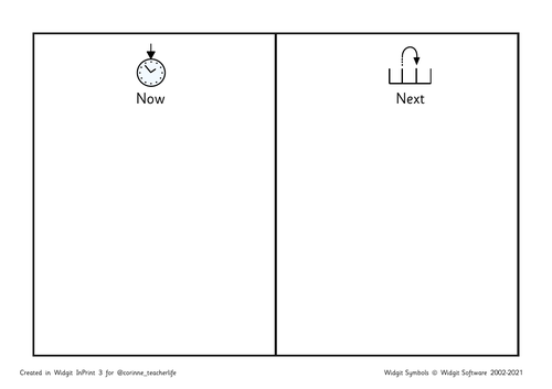 Now and next - school with widgit symbols