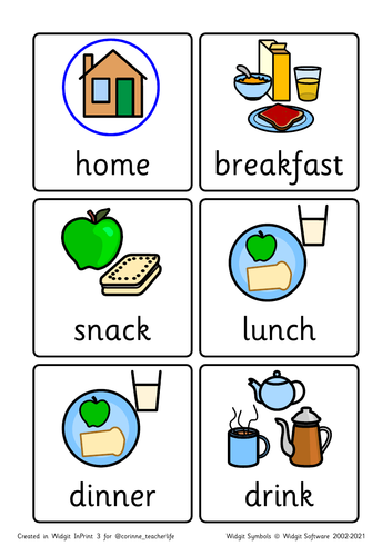 Visual timetable -widgit symbols