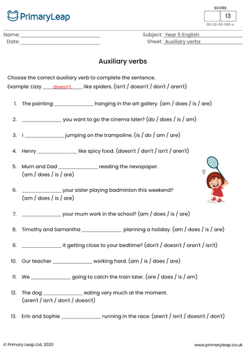 auxiliary verbs teaching resources