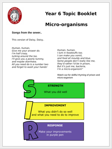 KS2 Microbes topic booklet