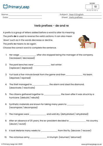 Verb prefixes - de and re