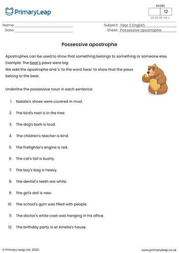 KS2 English - Possessive apostrophe