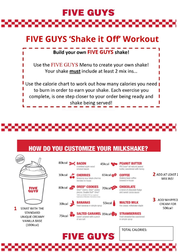Five Guys Fitness Themed Workout - Socially Distance / Minimal Equipment