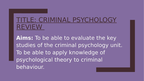 Psychology GCSE OCR- CRIME- revision lesson