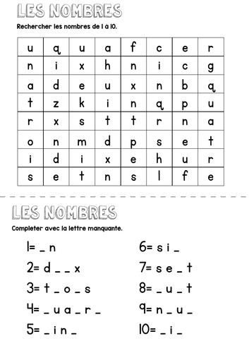 French numbers - Les nombres