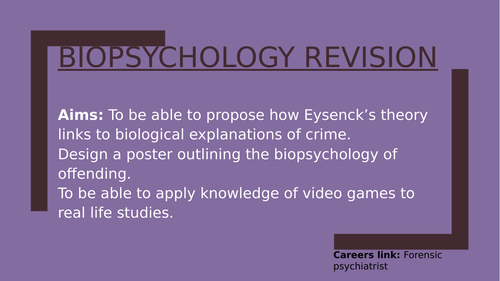 Psychology GCSE OCR- CRIME- Biological Explanations