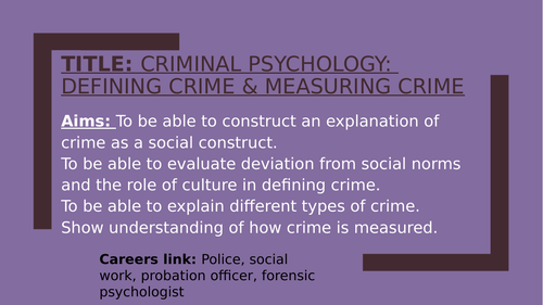 Psychology GCSE CRIME topic bundle
