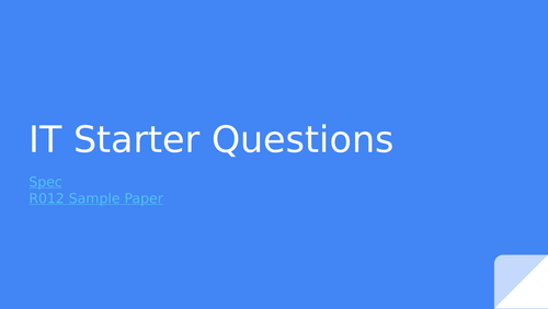 Information Technologies Starter Questions (Editable)