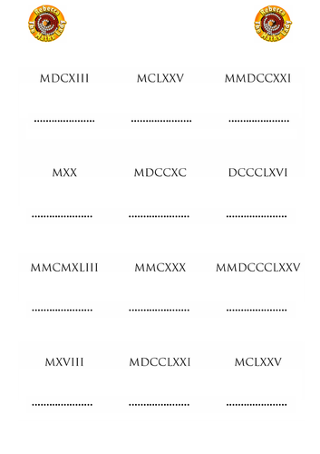 Roman numerals to decimal numbers | Teaching Resources