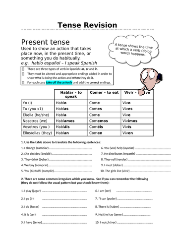 Tense revision level 4+ | Teaching Resources