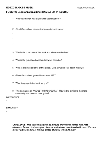 ESPERANZA SPALDING REVISION and COVER TASKS