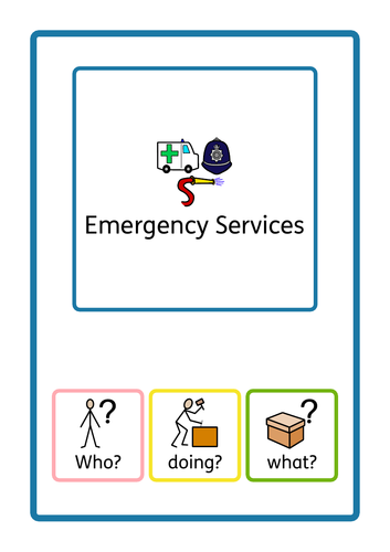 Colourful Semantics - Who doing what, Emergency services themed. Interactive book, SEN, ASD