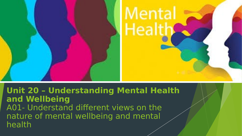 Unit 20 - Understanding Mental Health - Introductory lesson. Btec 2016 Specification