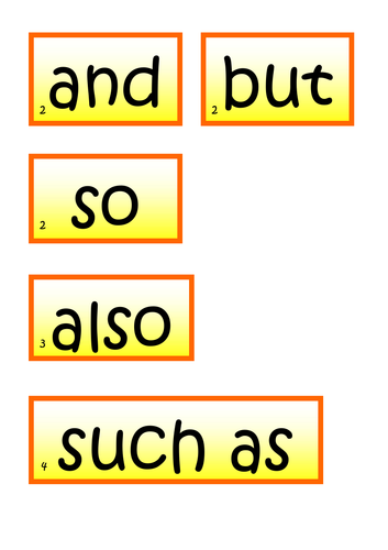 Openers, Connectives and Punctuation Cards - Great for Display