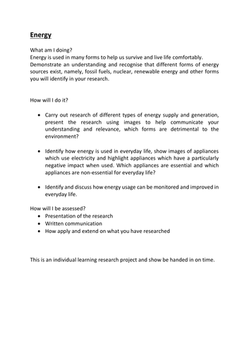 Energy research project