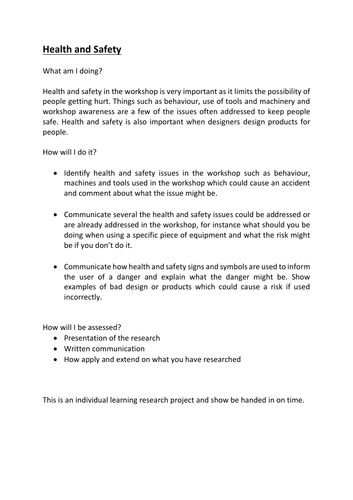 health and safety research proposal