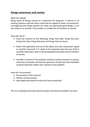 Design awareness and society research project