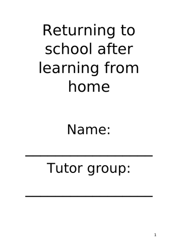 Tutor resource - returning after Lockdown Covid-19