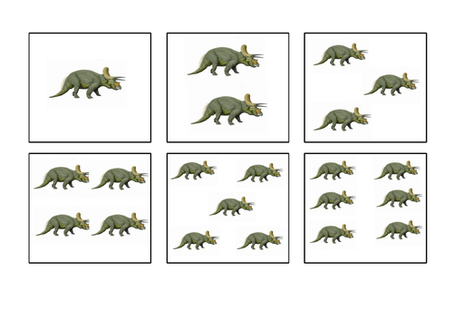 Dinosaur theme 1-6 quantity symbols - Maths/Number/Counting/Autism/ASC/SEN