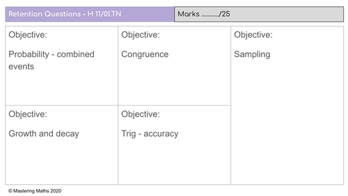 GCSE Higher Mathematics - Set 01 - Retention / Skills Check Questions