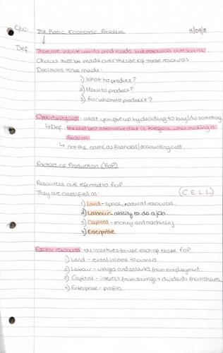 AS Economics Theme 1 (Microeconomics) Notes (Handwritten)