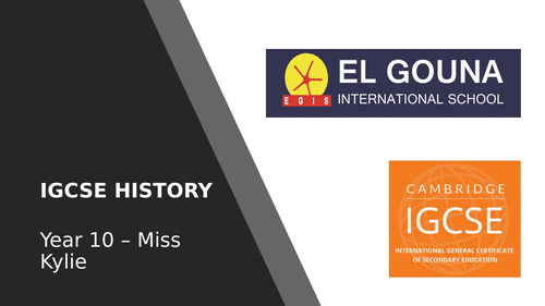 IGCSE History Course Overview (Option B) WW1
